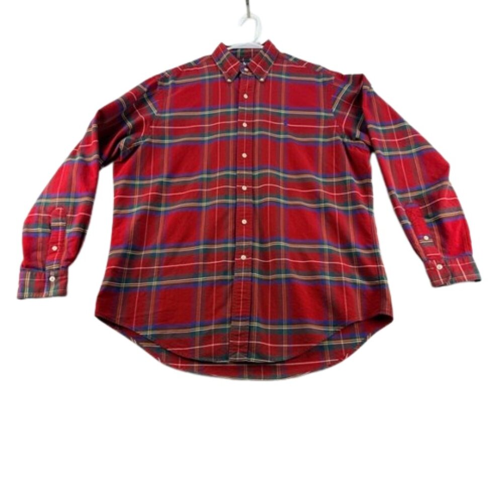 Polo Ralph Lauren Classic Fit Plaid Button Down Shirt Size L - See condition